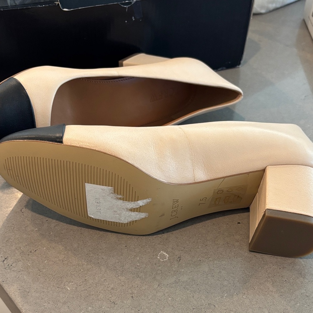 J. Crew Cream and Black block heel - Picture 3 of 7